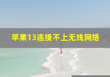 苹果13连接不上无线网络