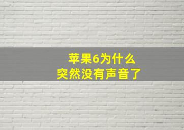 苹果6为什么突然没有声音了