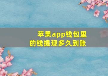 苹果app钱包里的钱提现多久到账