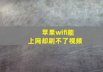 苹果wifi能上网却刷不了视频