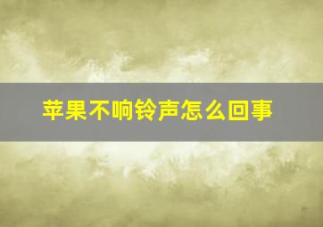 苹果不响铃声怎么回事