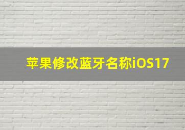 苹果修改蓝牙名称iOS17