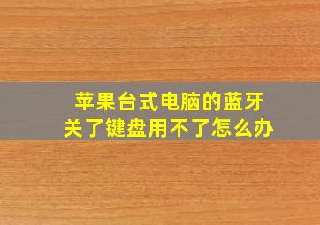 苹果台式电脑的蓝牙关了键盘用不了怎么办