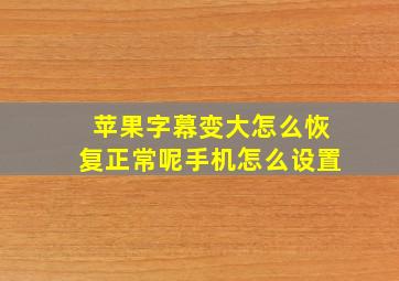 苹果字幕变大怎么恢复正常呢手机怎么设置