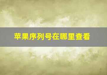 苹果序列号在哪里查看