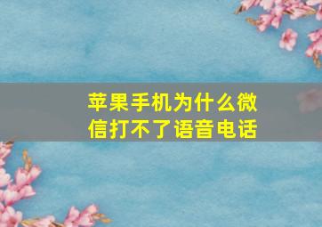 苹果手机为什么微信打不了语音电话