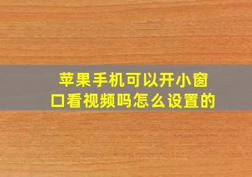 苹果手机可以开小窗口看视频吗怎么设置的