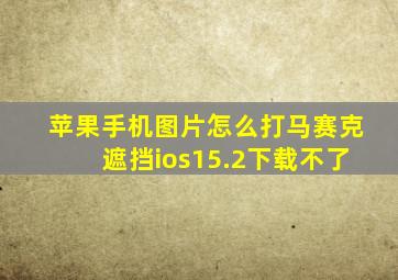 苹果手机图片怎么打马赛克遮挡ios15.2下载不了