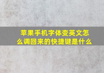 苹果手机字体变英文怎么调回来的快捷键是什么