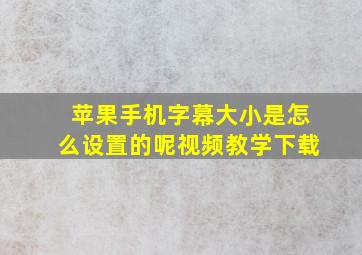 苹果手机字幕大小是怎么设置的呢视频教学下载