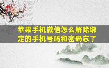 苹果手机微信怎么解除绑定的手机号码和密码忘了