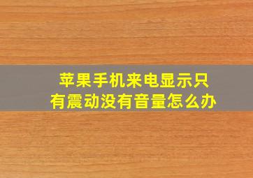 苹果手机来电显示只有震动没有音量怎么办