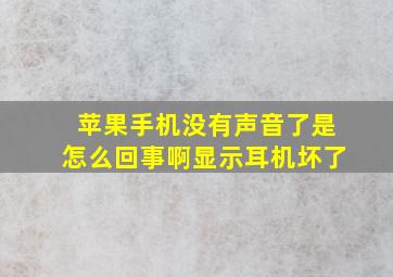 苹果手机没有声音了是怎么回事啊显示耳机坏了