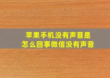 苹果手机没有声音是怎么回事微信没有声音