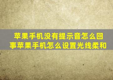 苹果手机没有提示音怎么回事苹果手机怎么设置光线柔和