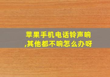 苹果手机电话铃声响,其他都不响怎么办呀