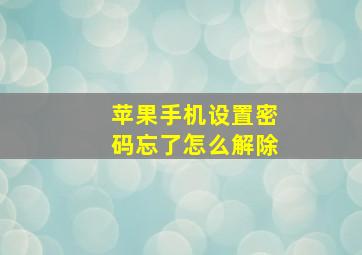 苹果手机设置密码忘了怎么解除