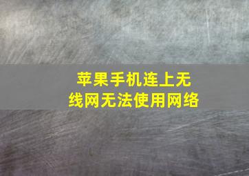 苹果手机连上无线网无法使用网络