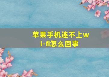 苹果手机连不上wi-fi怎么回事