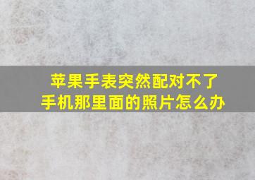 苹果手表突然配对不了手机那里面的照片怎么办