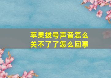 苹果拨号声音怎么关不了了怎么回事