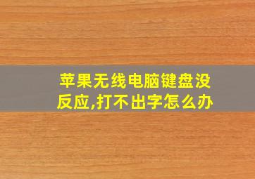 苹果无线电脑键盘没反应,打不出字怎么办