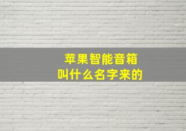 苹果智能音箱叫什么名字来的