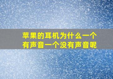 苹果的耳机为什么一个有声音一个没有声音呢