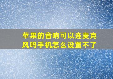 苹果的音响可以连麦克风吗手机怎么设置不了