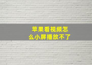 苹果看视频怎么小屏播放不了