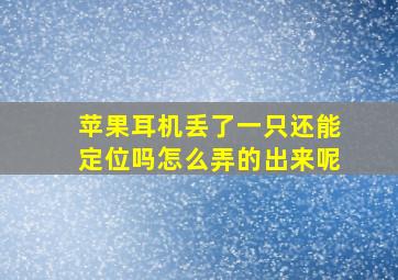 苹果耳机丢了一只还能定位吗怎么弄的出来呢