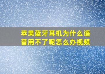 苹果蓝牙耳机为什么语音用不了呢怎么办视频