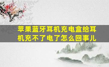 苹果蓝牙耳机充电盒给耳机充不了电了怎么回事儿