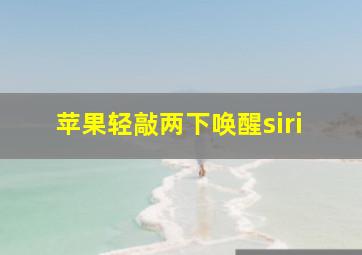 苹果轻敲两下唤醒siri