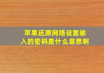 苹果还原网络设置输入的密码是什么意思啊