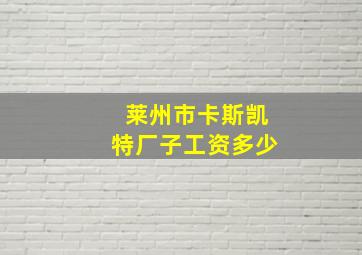 莱州市卡斯凯特厂子工资多少