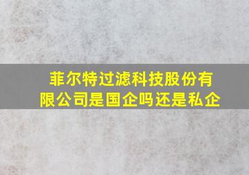 菲尔特过滤科技股份有限公司是国企吗还是私企