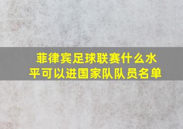 菲律宾足球联赛什么水平可以进国家队队员名单