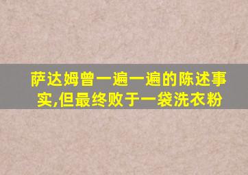 萨达姆曾一遍一遍的陈述事实,但最终败于一袋洗衣粉