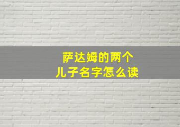 萨达姆的两个儿子名字怎么读