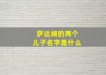 萨达姆的两个儿子名字是什么