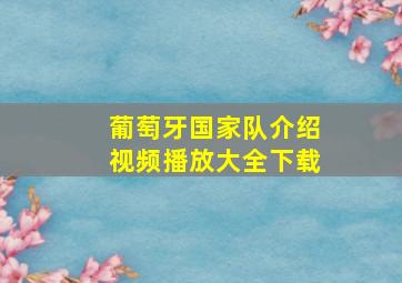 葡萄牙国家队介绍视频播放大全下载