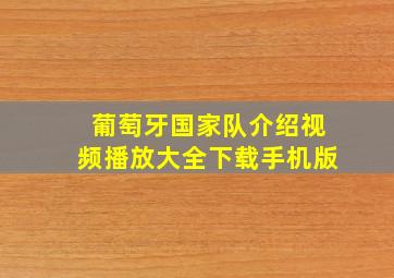 葡萄牙国家队介绍视频播放大全下载手机版