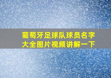 葡萄牙足球队球员名字大全图片视频讲解一下