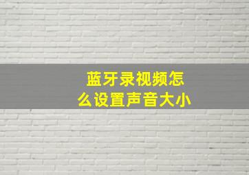 蓝牙录视频怎么设置声音大小