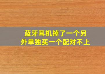 蓝牙耳机掉了一个另外单独买一个配对不上