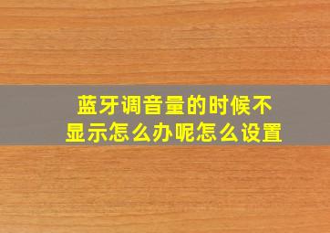 蓝牙调音量的时候不显示怎么办呢怎么设置