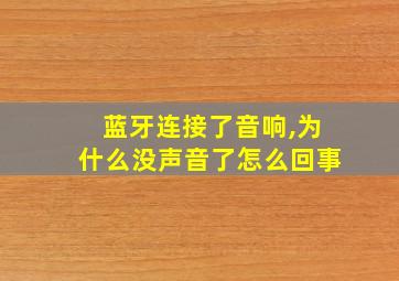 蓝牙连接了音响,为什么没声音了怎么回事