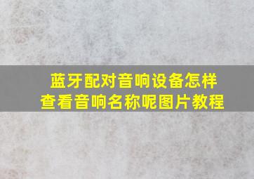 蓝牙配对音响设备怎样查看音响名称呢图片教程