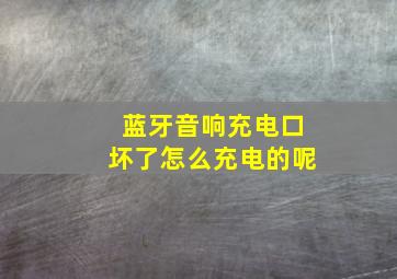 蓝牙音响充电口坏了怎么充电的呢